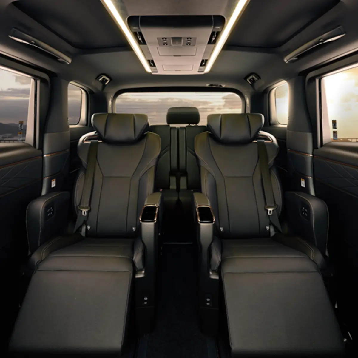 black interior of luxury toyota alphard