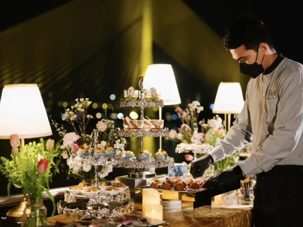 cocktail party on a luxury river cruise on chopraya river