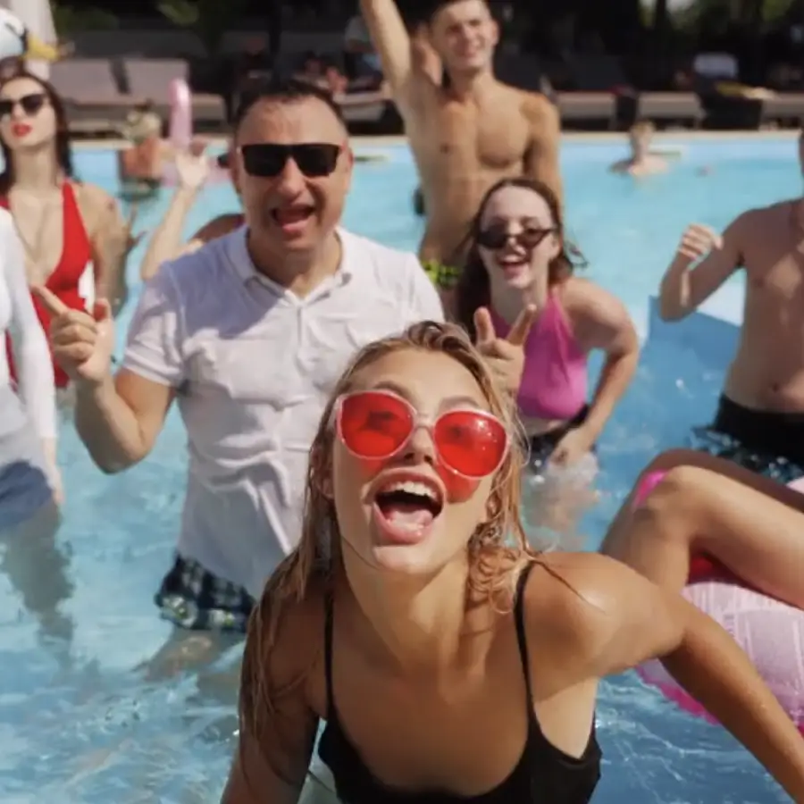 fun pool party with models in bangkok