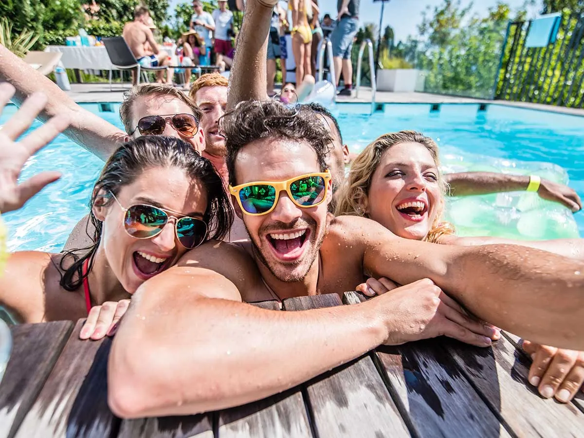 group young friends taking selfie 884928612