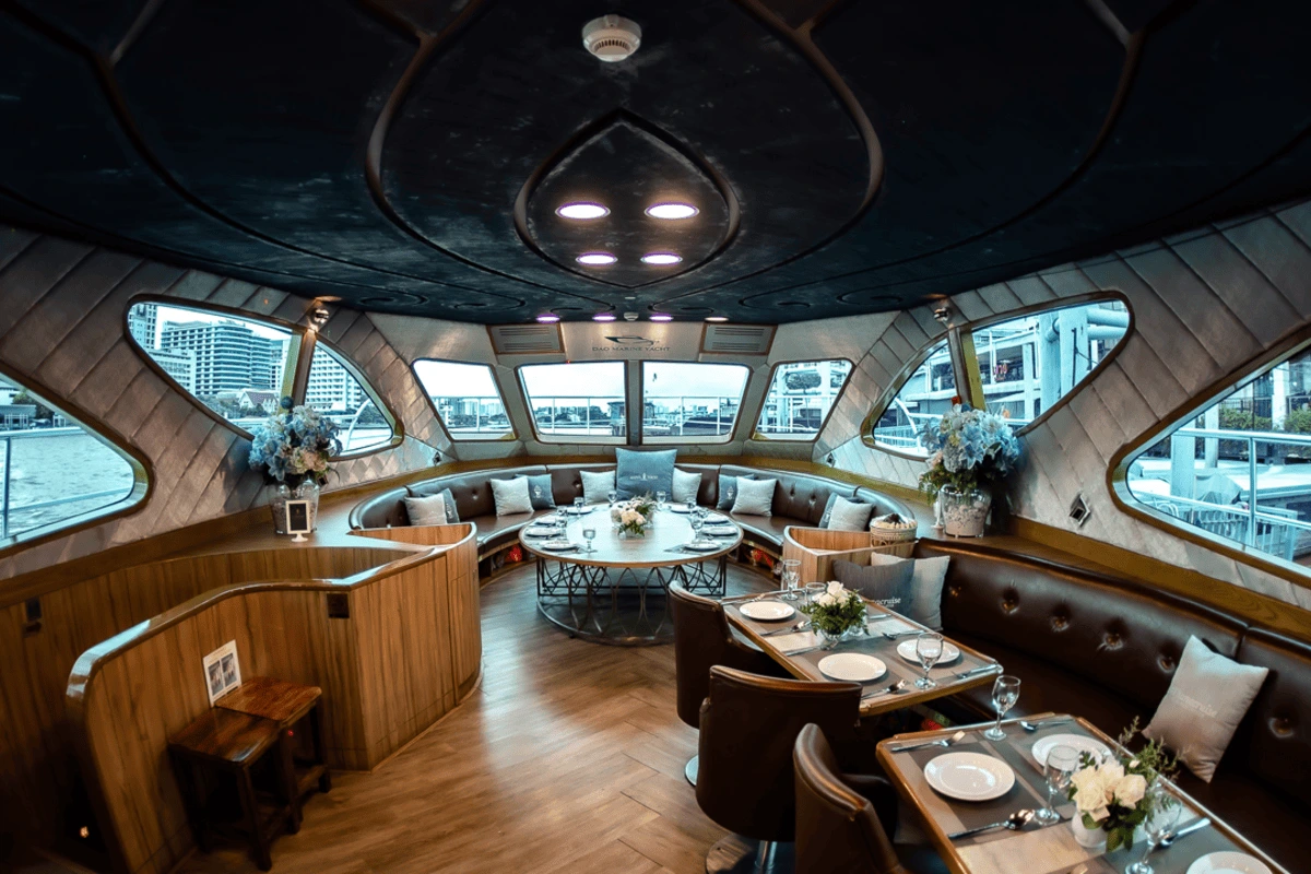 Interior of a private boat in bangkok