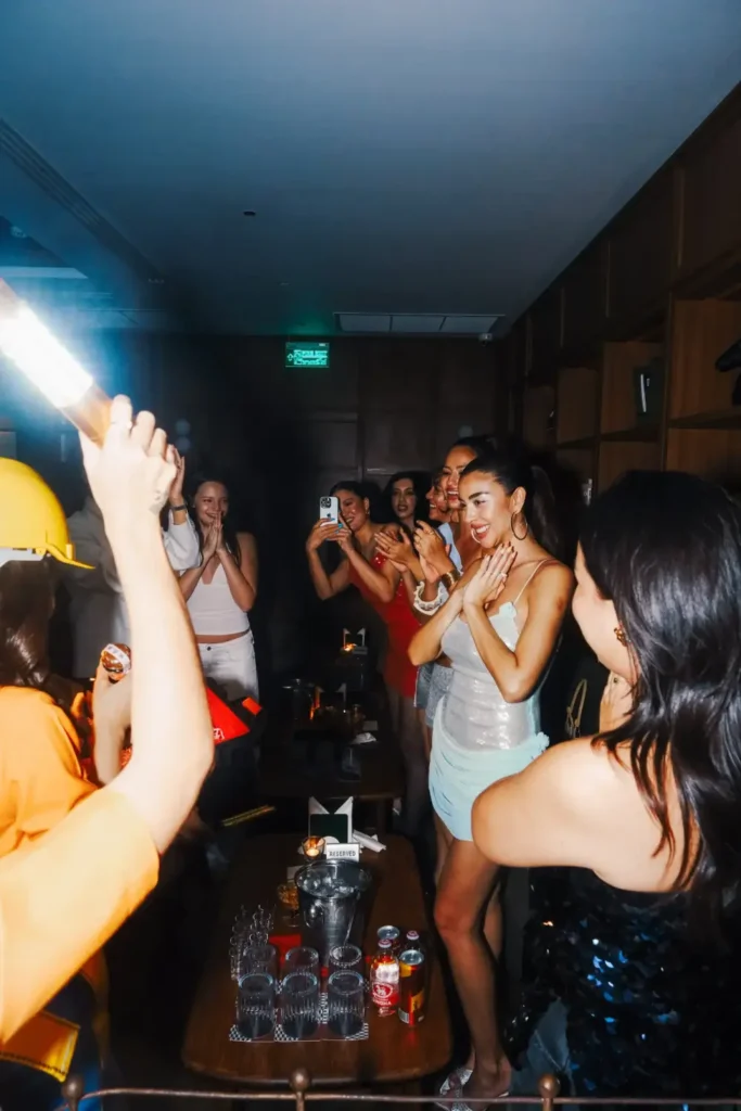 party with friends at apt club