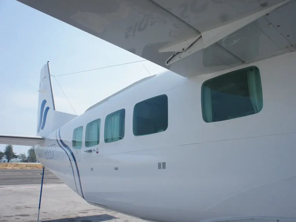 propeller aircraft used for transfers to destinations without a licensed helipad