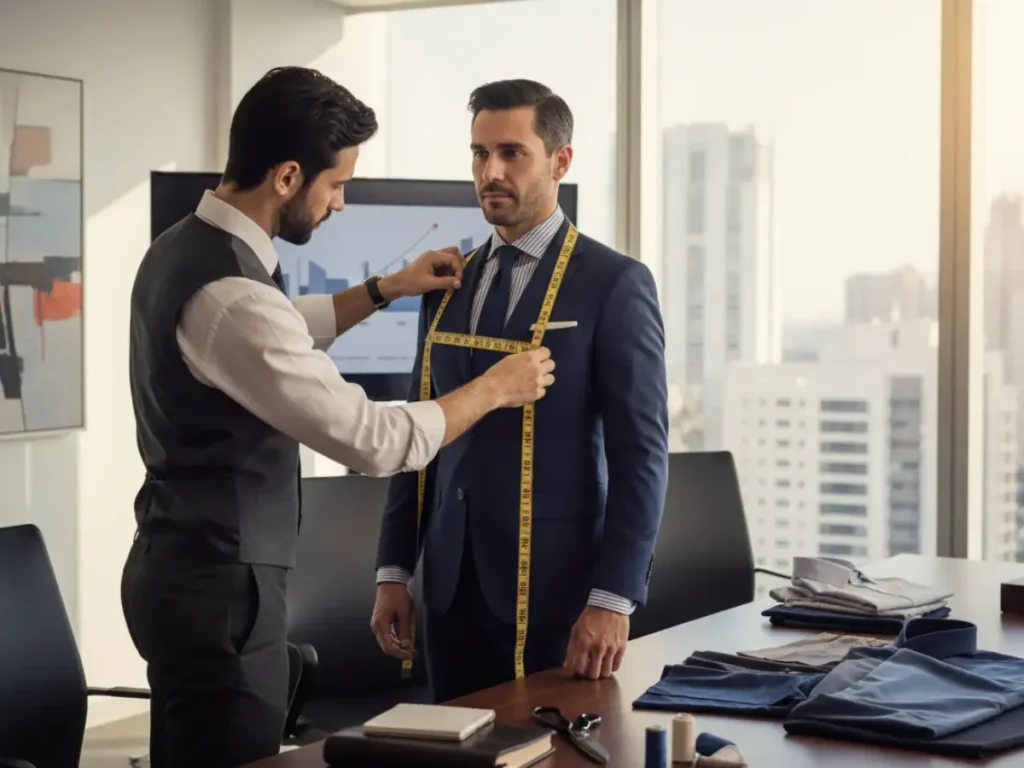 tailor coming for measurement privately at a man office in bangkok